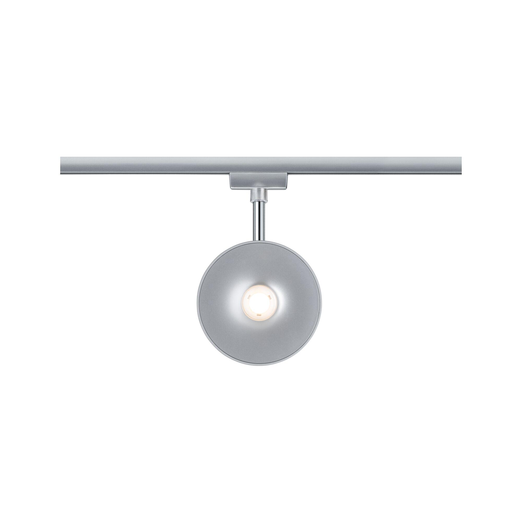 Modern silver metal LED ceiling light with round shade ideal for living room lighting