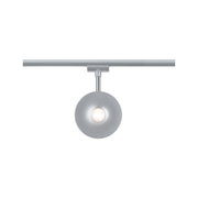 Modern silver metal LED ceiling light with round shade ideal for living room lighting