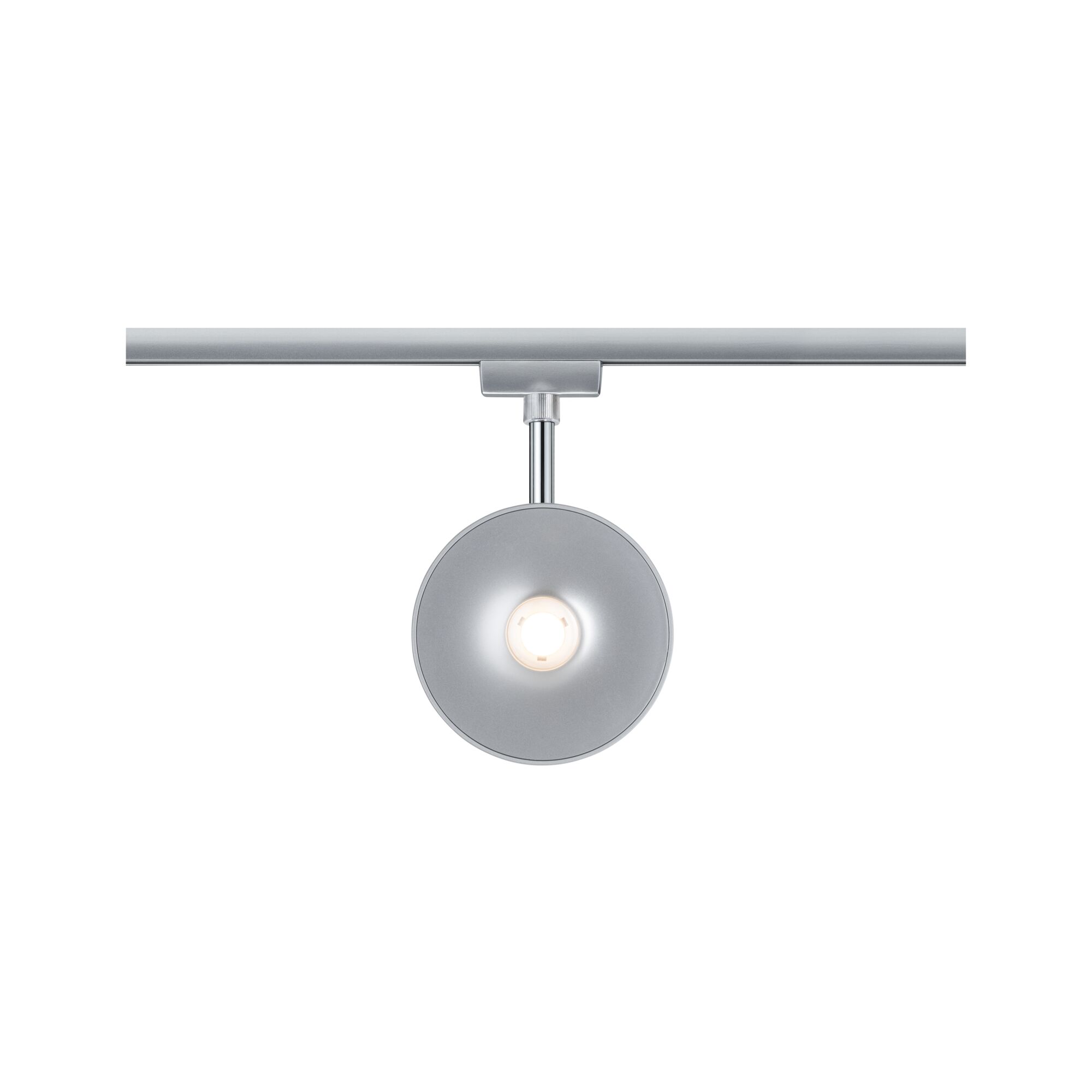 Moderne LED-Deckenleuchte aus silbernem Metall mit rundem Leuchtenschirm für Wohnräume