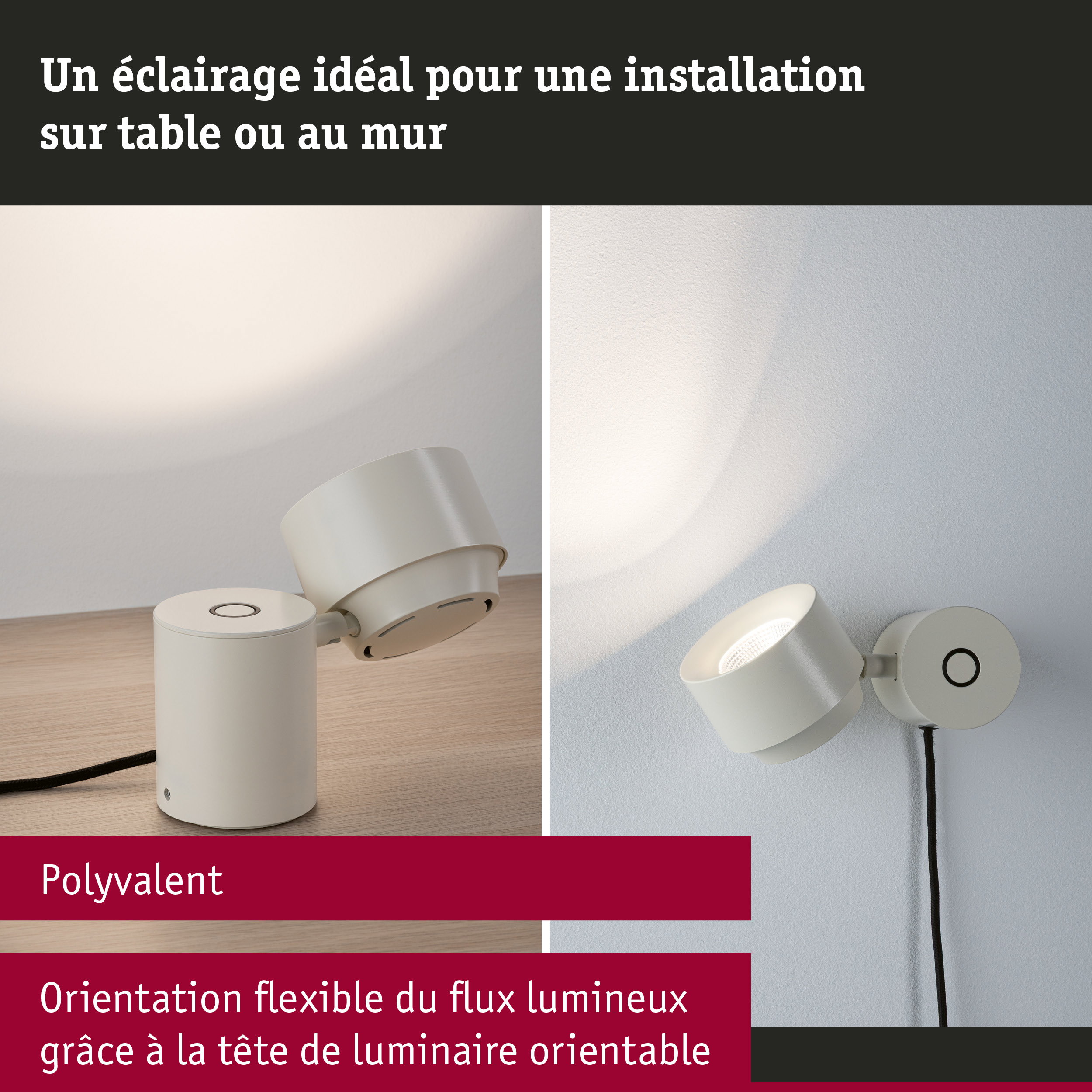 Lampe à poser LED 3-Step-Dim Pane 2700K 328lm 3W Crème