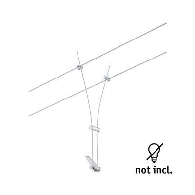 Silver metal cable tensioner for LED cable lighting systems without bulbs included