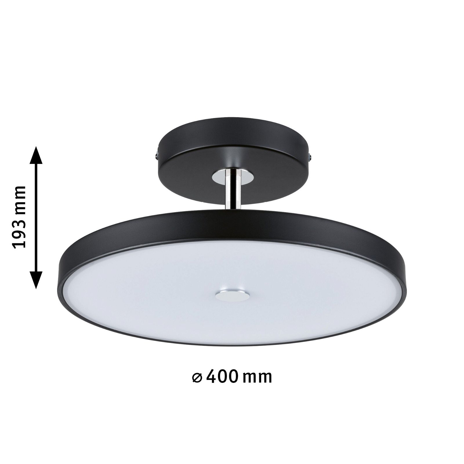 Plafonnier LED 3-Step-Dim Hildor 2700K 2100lm 230V 26,5W gradable Noir mat/Chrome