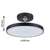 Round ceiling light in black metal with white diffuser, 400 mm diameter, modern LED lamp for rooms