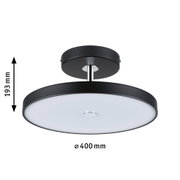 Runde Deckenleuchte aus schwarzem Metall mit weißem Diffusor, 400 mm Durchmesser, moderne LED Lampe