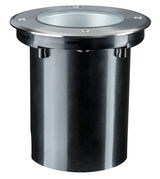 Spot encastré rond au sol en plastique noir avec bord en acier inoxydable pour éclairage extérieur
