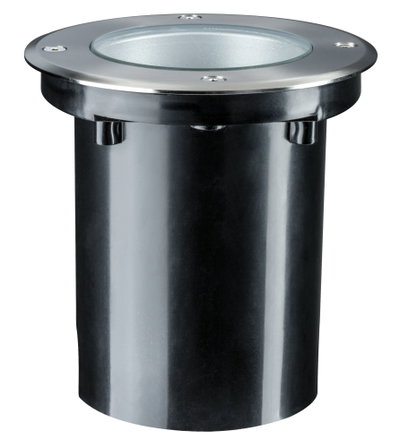 Spot encastré rond au sol en plastique noir avec bord en acier inoxydable pour éclairage extérieur