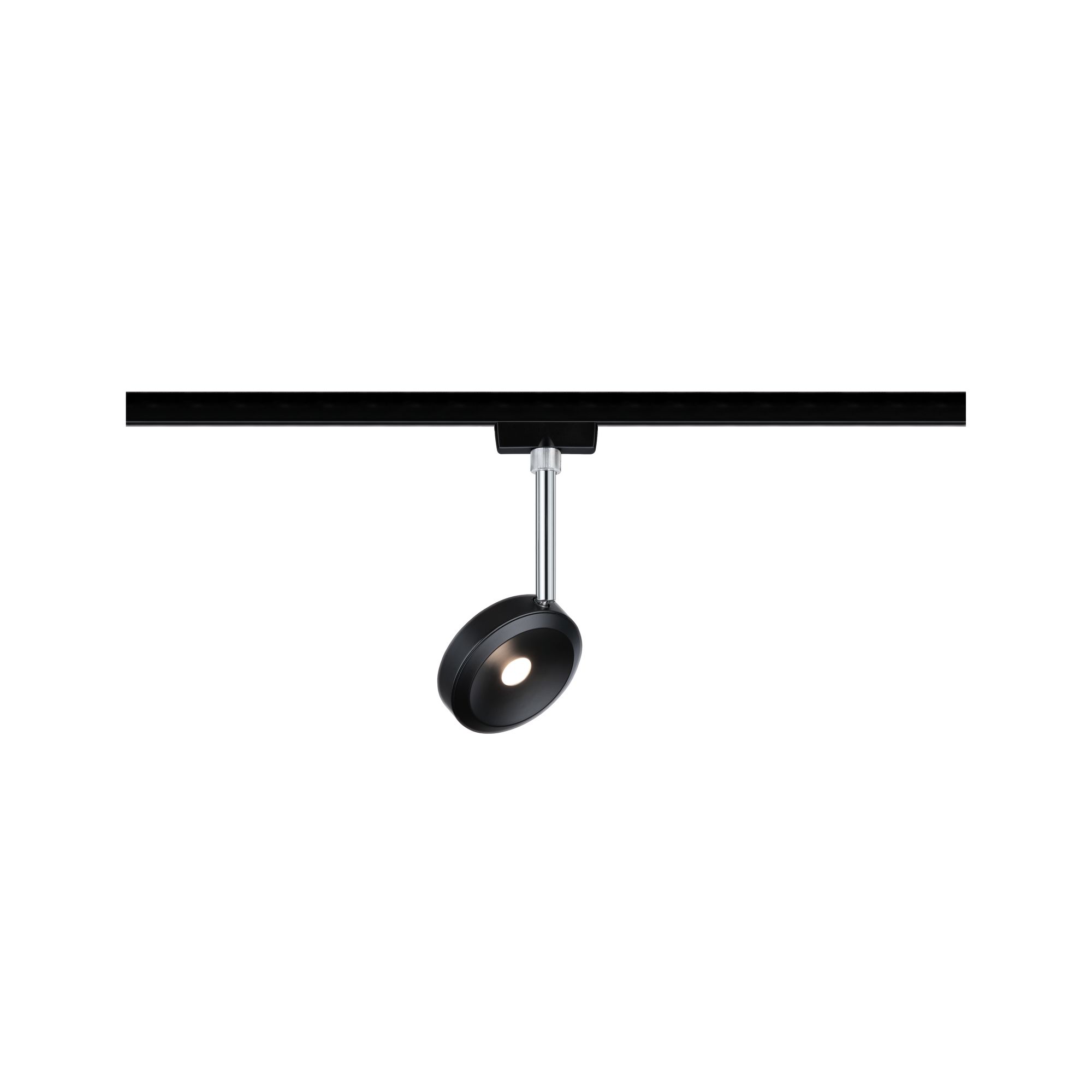 Black round LED spotlight with adjustable head for modern indoor lighting solutions