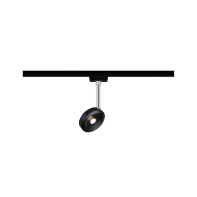 Black round LED spotlight with adjustable head for modern indoor lighting solutions