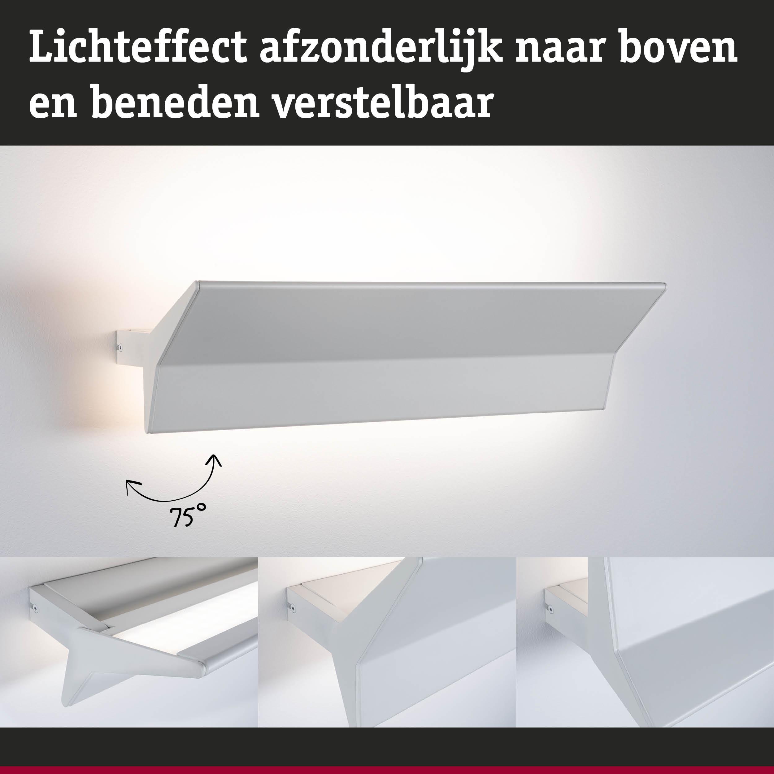 Witte aluminium wandlamp met verstelbare lichthoek en strak design voor moderne interieurs