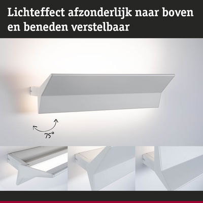 Witte aluminium wandlamp met verstelbare lichthoek en strak design voor moderne interieurs