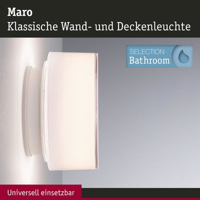 Maro klassische weiße Wand- und Deckenleuchte aus Glas für Badezimmerbeleuchtung