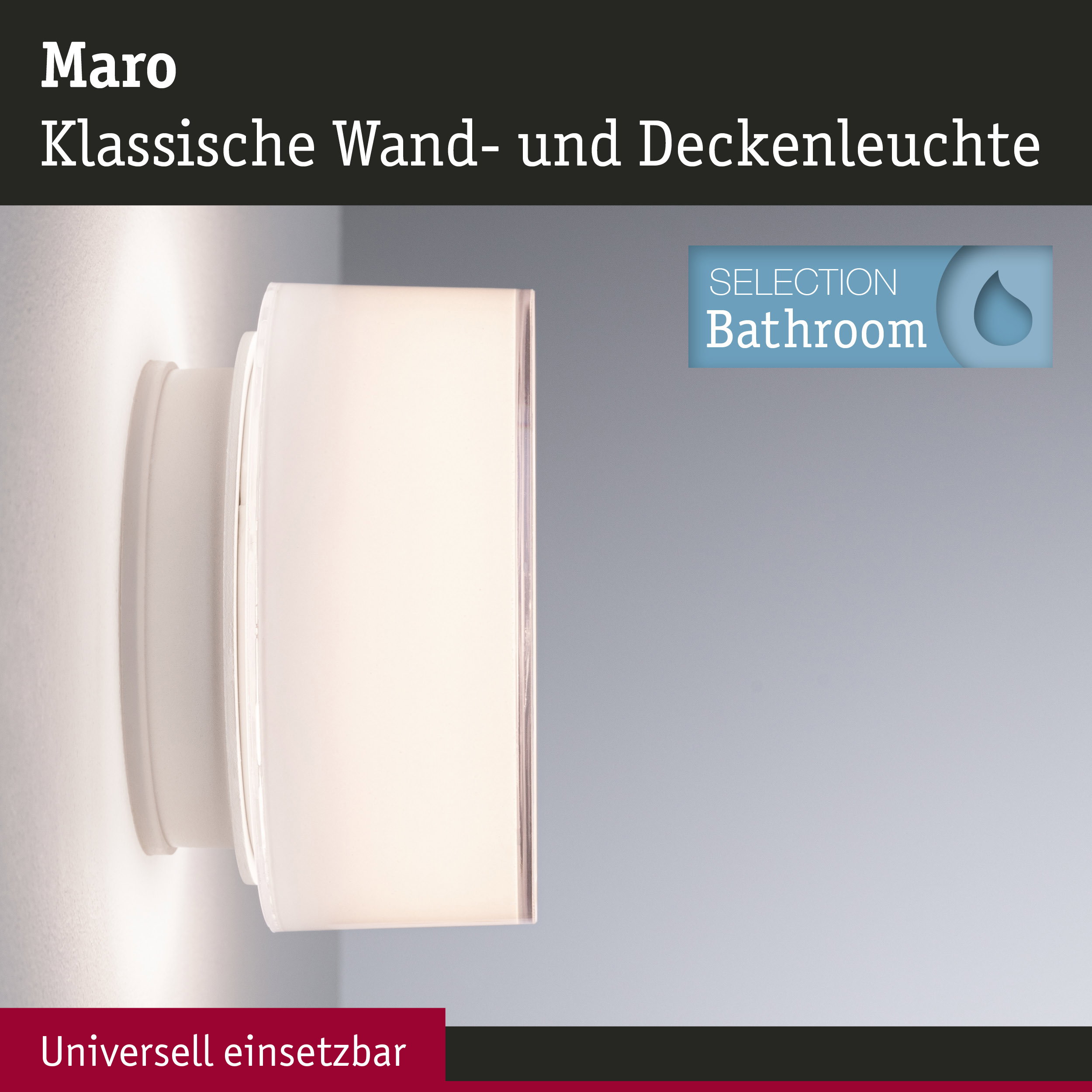 Klassische weiße Wand- und Deckenleuchte aus Glas für Badezimmerbeleuchtung
