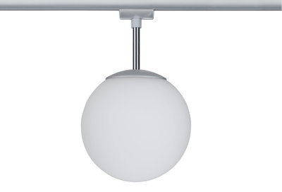 Runde Deckenleuchte mit weißem Glas und silbernem Metallhalter für modernes Wohnambiente