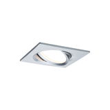 Quadratischer Einbaustrahler aus gebürstetem Aluminium in Silber mit schwenkbarem Spot für LED-Beleuchtung