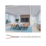 Modern office with white LED ceiling lights and wood panel wall, conference table with chairs