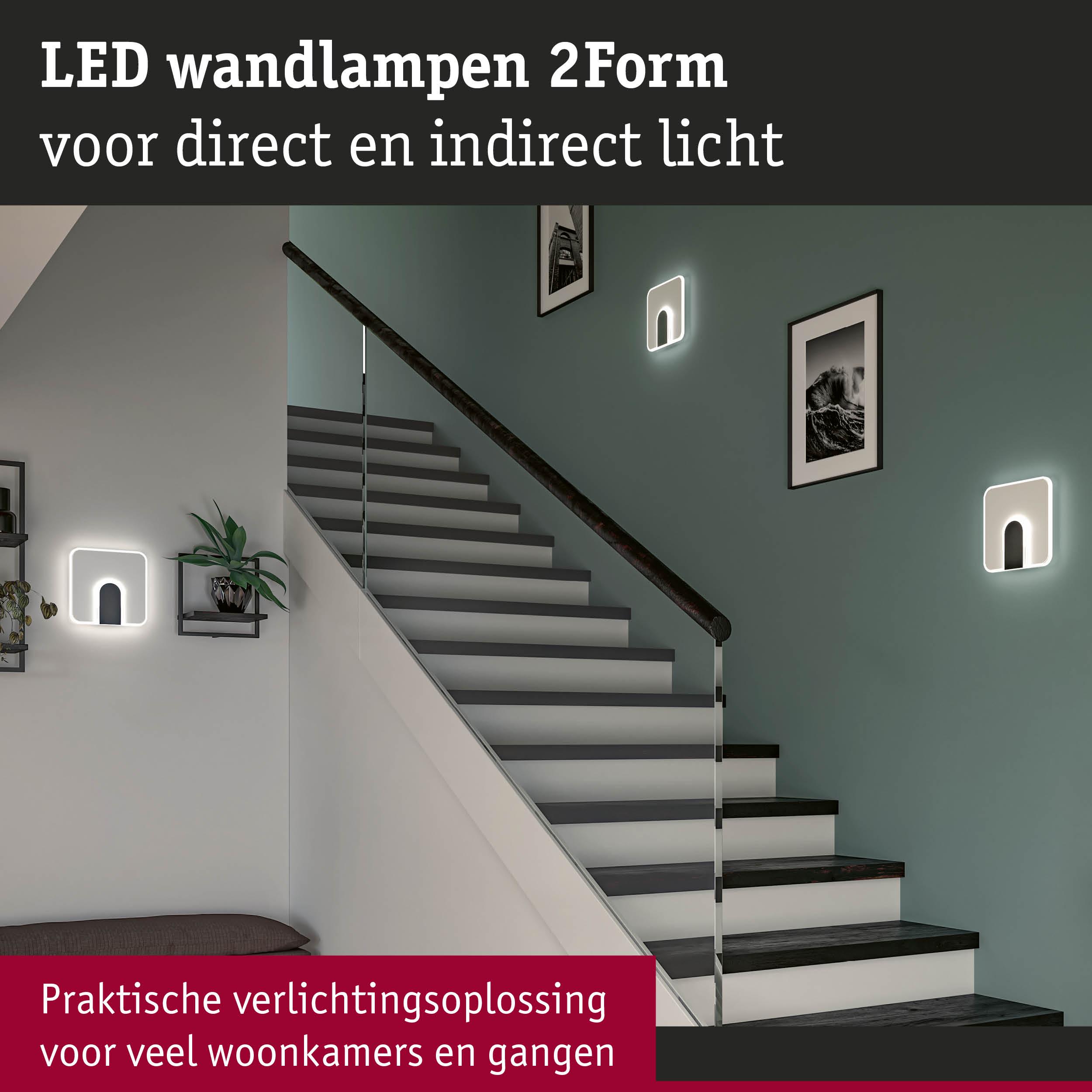 Witte LED wandlampen 2Form voor direct en indirect licht bij trapwand