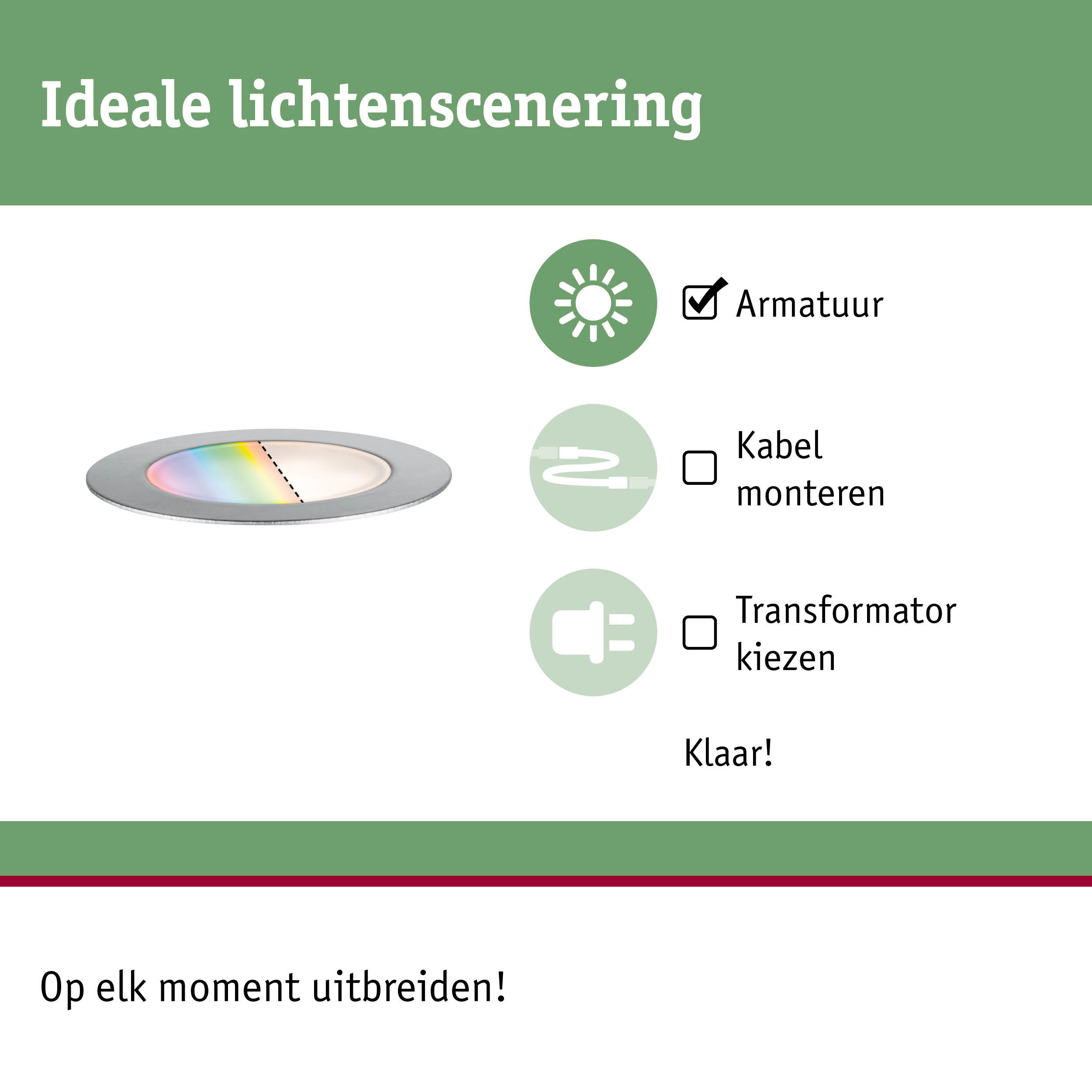 Ronde LED-inbouwspot met zilveren rand en RGB-kleurwissel voor flexibele lichtscènes