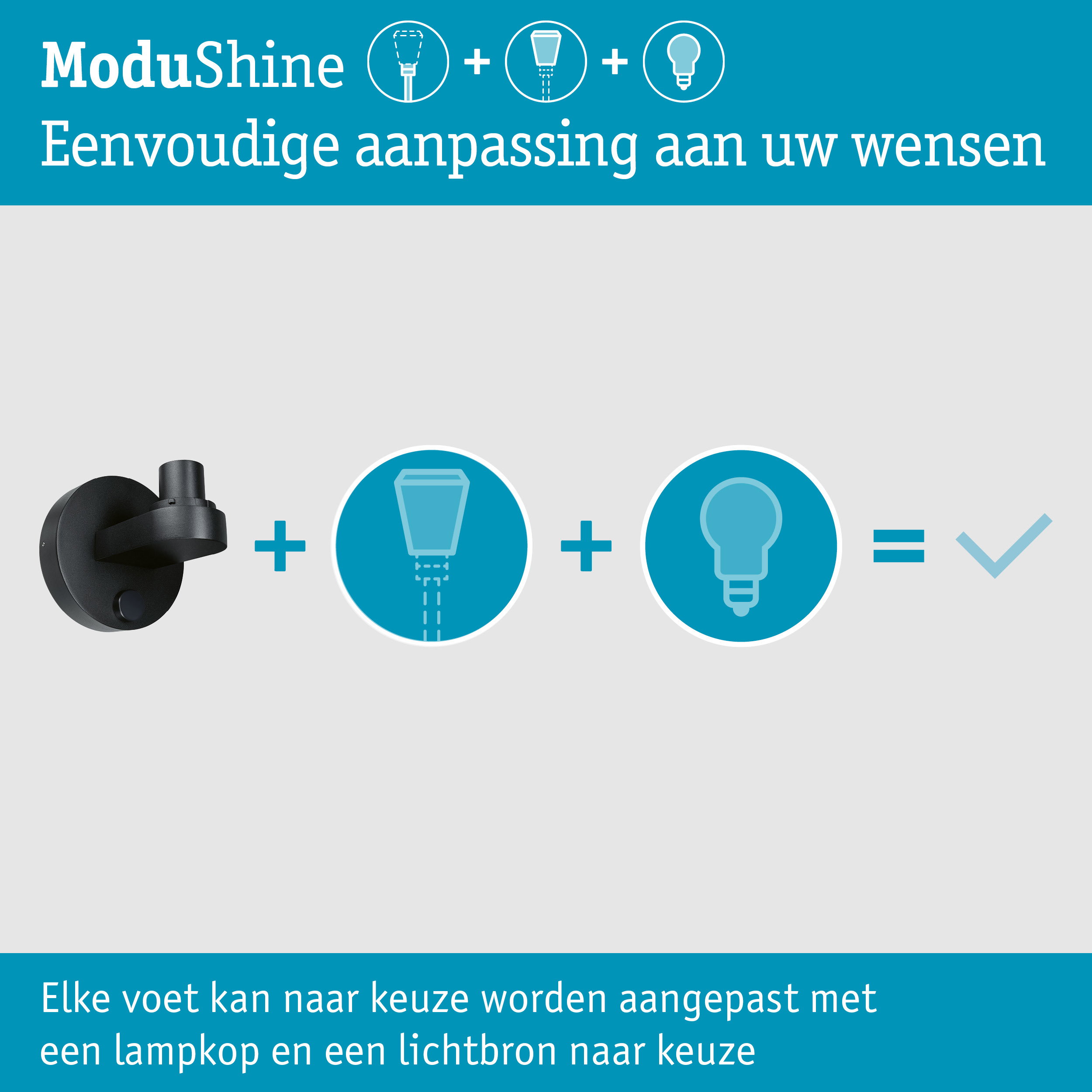 ModuShine Wandbevestiging Enkele lichtuitgang IP44 rond Antraciet