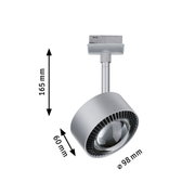 Silberner LED-Spot aus Metall mit 165 mm Höhe und 98 mm Durchmesser für moderne Innenbeleuchtung