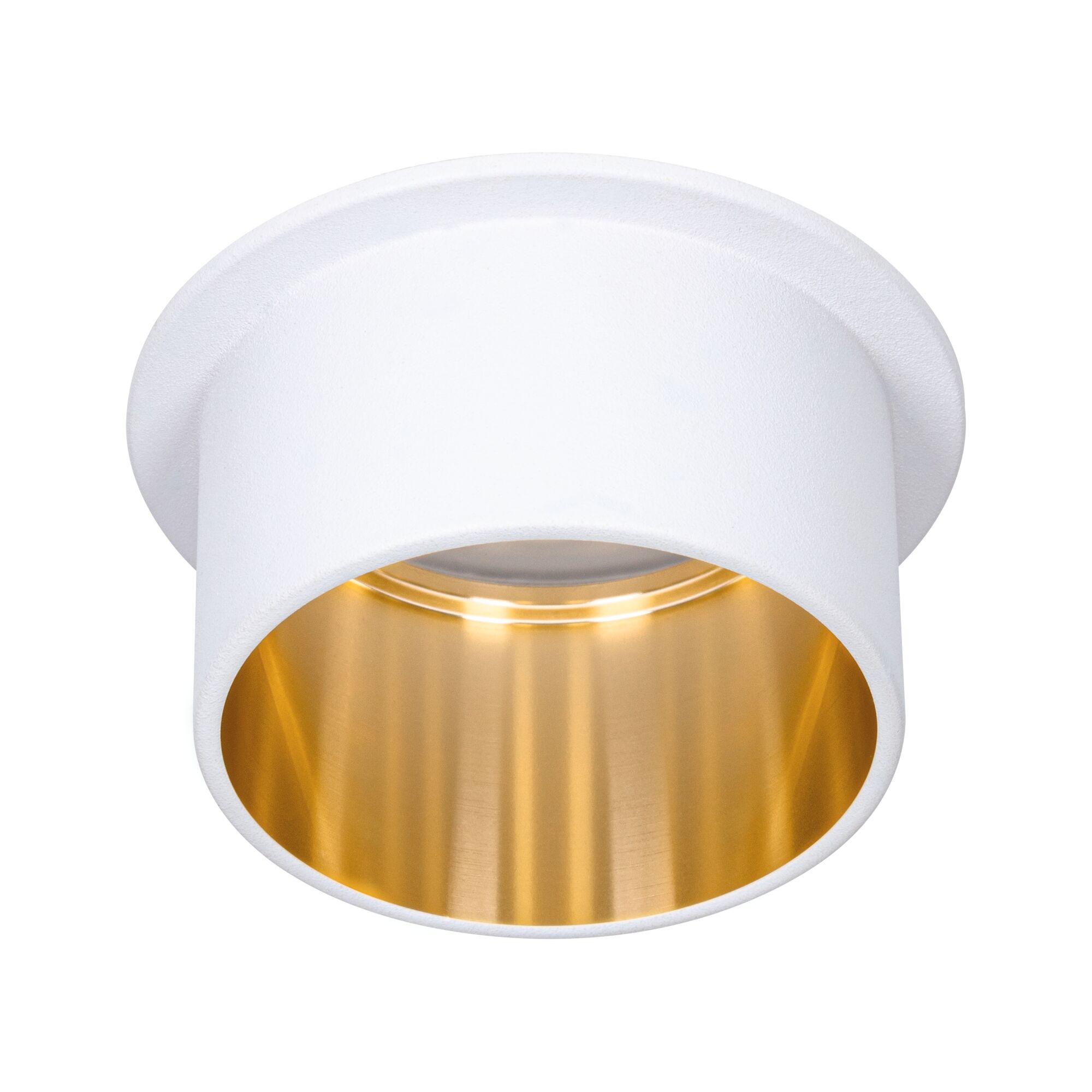 Spot encastré rond en métal blanc avec anneau intérieur doré pour éclairage LED moderne