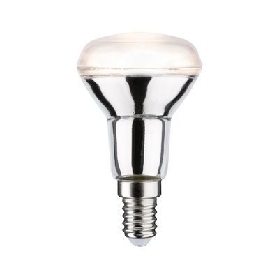 Zilveren reflector lamp met E14-fitting en helder glas voor LED-verlichting