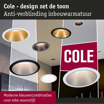 Cole inbouwspots met anti-verblinding in moderne kleurencombinaties voor elke woonstijl