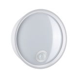 Round white LED ceiling light with motion sensor made of plastic for indoor use