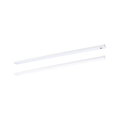 Two white aluminum LED light bars for modern indoor lighting and energy-efficient illumination.