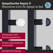 Schwarze Spiegelwandleuchte Regula II mit E14-Fassung für individuelles Badlicht und verschiedene Leuchtmittel