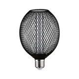 Ampoule LED avec grille métallique noire et culot E27, éclairage décoratif pour intérieur moderne