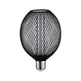 LED bulb with black metal mesh and E27 base, decorative lighting for modern interiors