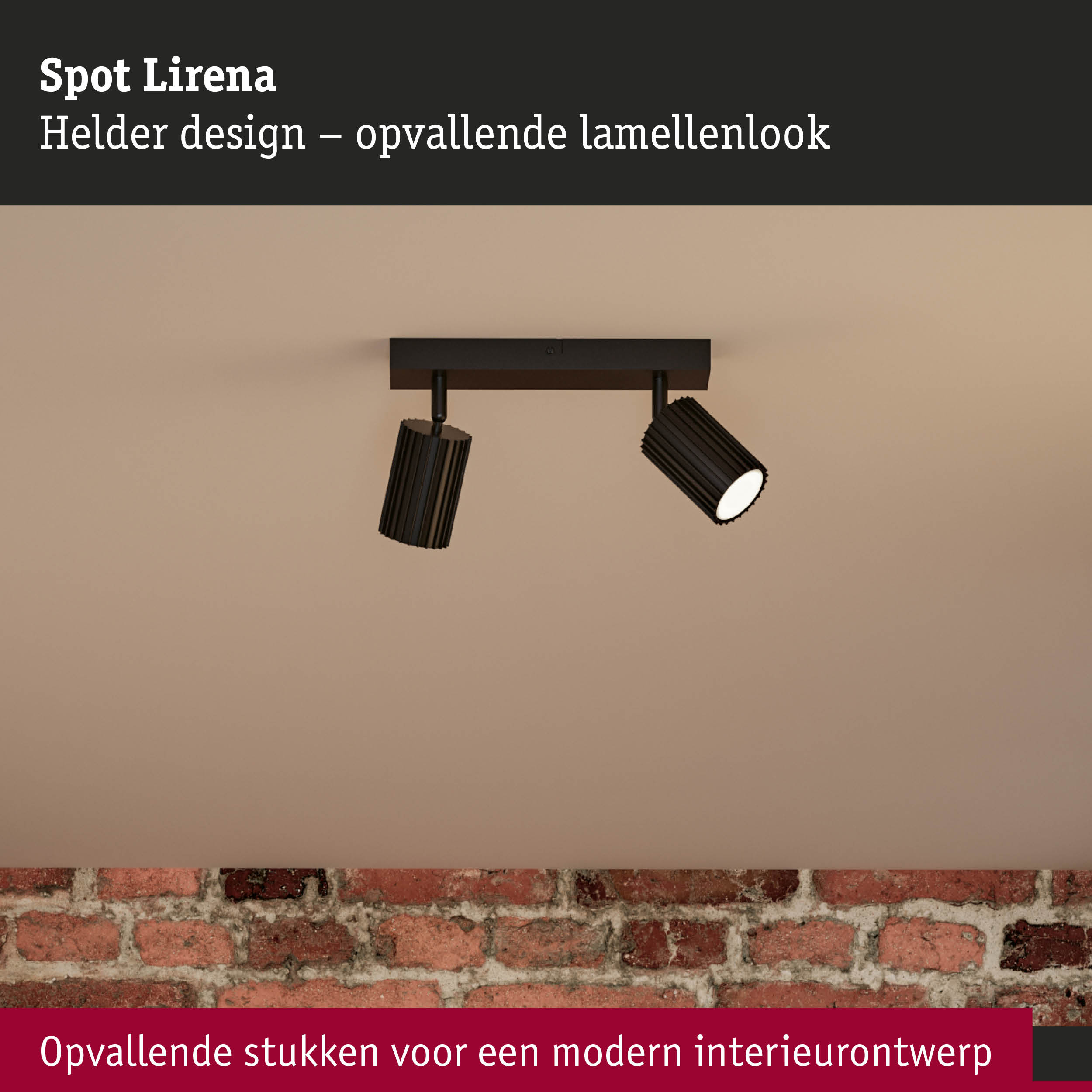 Zwarte spot Lirena met lamellenlook voor moderne interieurverlichting