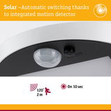 Solar light with integrated motion detector for automatic switching and 120° detection angle