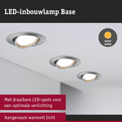 LED-inbouwlamp Base van geborsteld metaal met warmwit licht en draaibare LED-spots