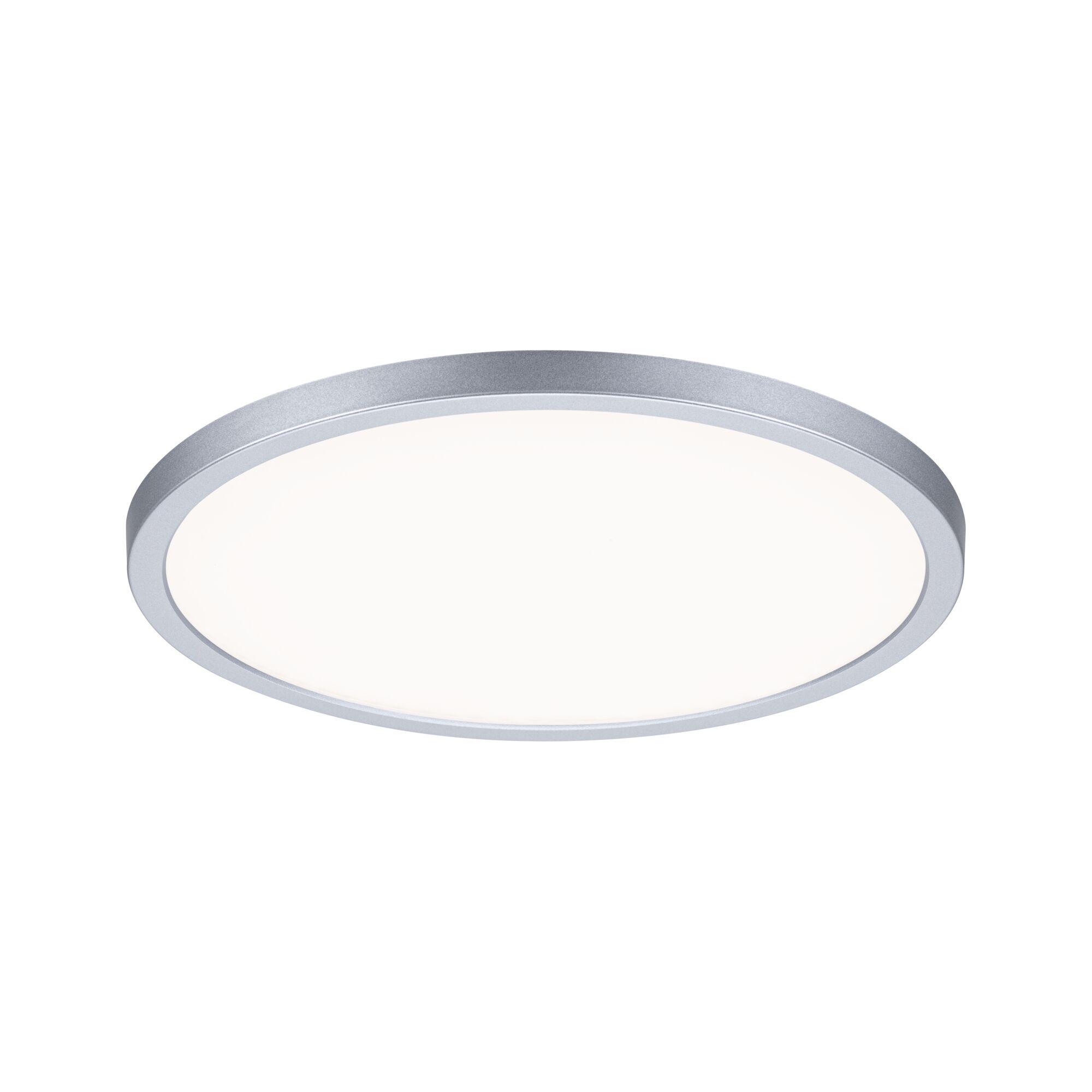 Plafonnier rond avec cadre en aluminium argenté et lumière LED blanc chaud pour intérieur