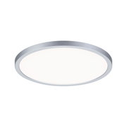 Plafonnier rond avec cadre en aluminium argenté et lumière LED blanc chaud pour intérieur