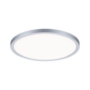 Runde Deckenleuchte mit silbernem Aluminiumrahmen und warmweißem LED-Licht für Wohnräume