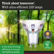 Clear LED lamp with GU10 base and warm white light for ultra-efficient energy saving lighting