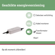 Witte transformator voor LED-verlichting met kabel en energiekeuzeopties voor lichtinstallatie