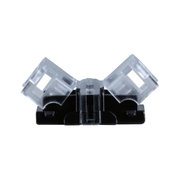 Black and transparent plastic adapter for LED light strips enabling flexible connections