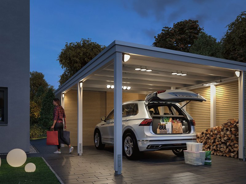 Light Lighting System For Carports, Garage Lighting Ideas Plug In