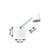 Weißer LED-Wandstrahler mit Aluminiumarm, 85x85 mm Basis und 285 mm Ausladung, moderne Innenbeleuchtung
