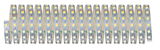 Flexible LED strip with warm white LEDs on silver circuit board for decorative lighting use