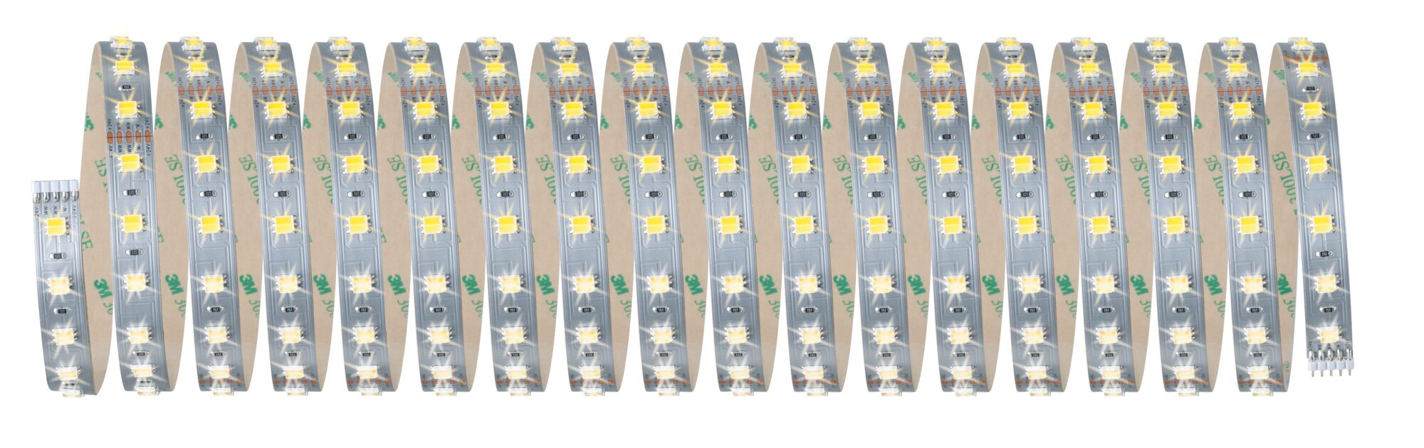 Bande LED flexible avec LED jaunes sur circuit argenté pour éclairage polyvalent.