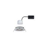 White LED recessed spotlight with metal frame and black connector cable for modern lighting