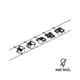 Black LED cable lighting system with five adjustable spotlights, modern indoor lighting without bulbs