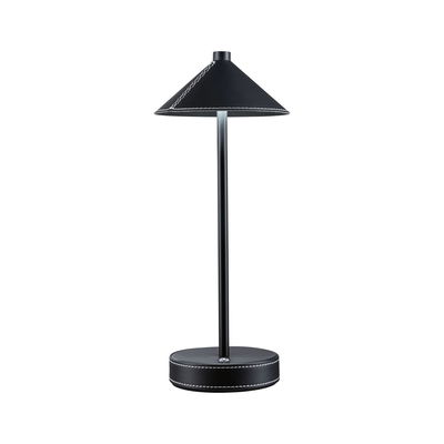 Lampe de table noire avec revêtement en cuir et couture blanche, lampe LED moderne pour intérieur