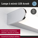Lampe à miroir LED Arneb avec couverture acrylique satinée et couvertures latérales magnétiques sans vis visibles