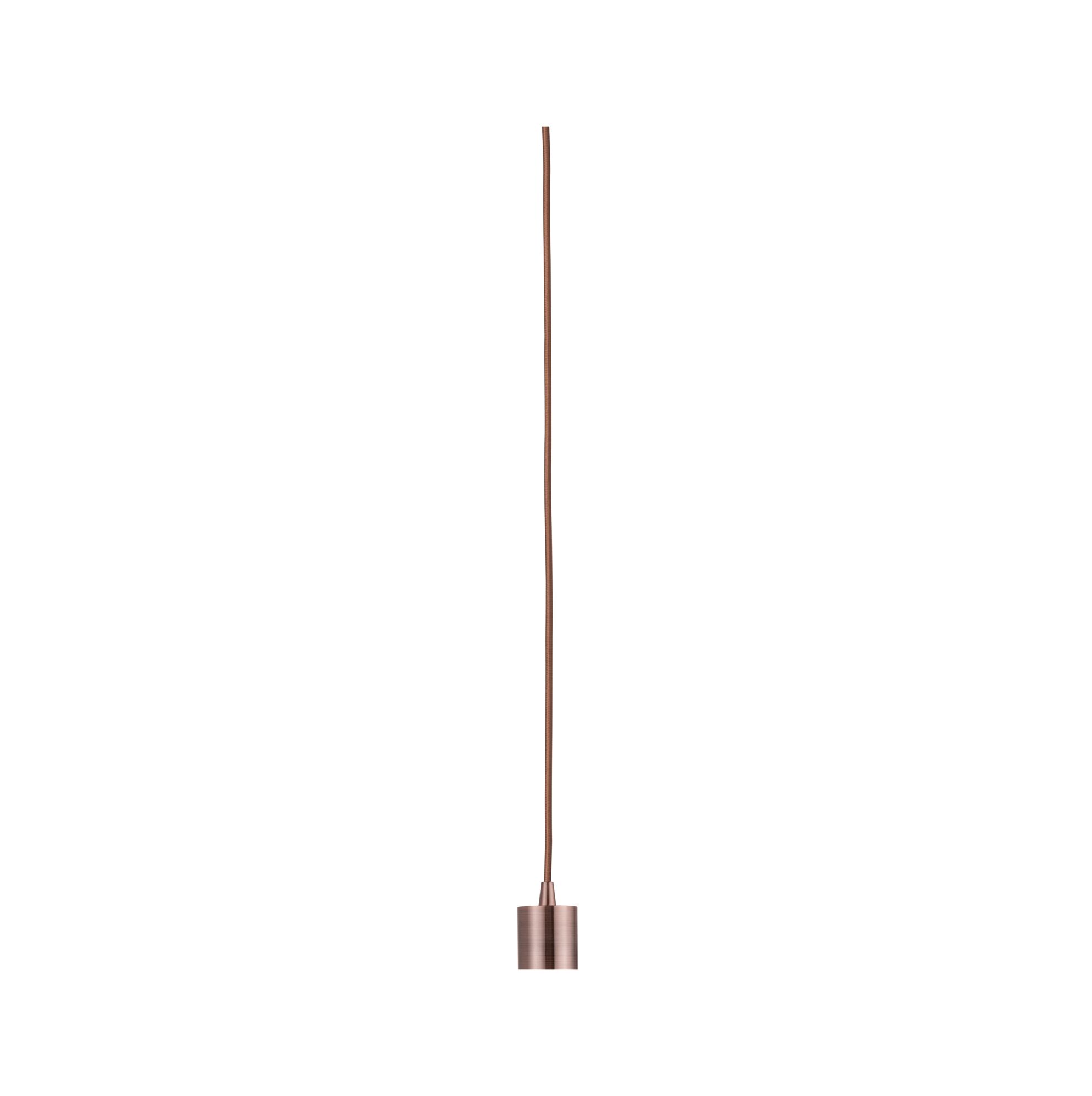 Copper-colored metal pendant light with fabric cable for modern indoor lighting