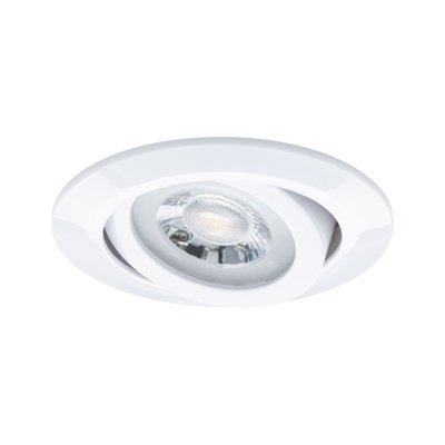Round white plastic recessed spotlight with adjustable reflector for LED lighting